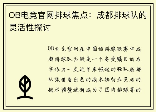 OB电竞官网排球焦点：成都排球队的灵活性探讨
